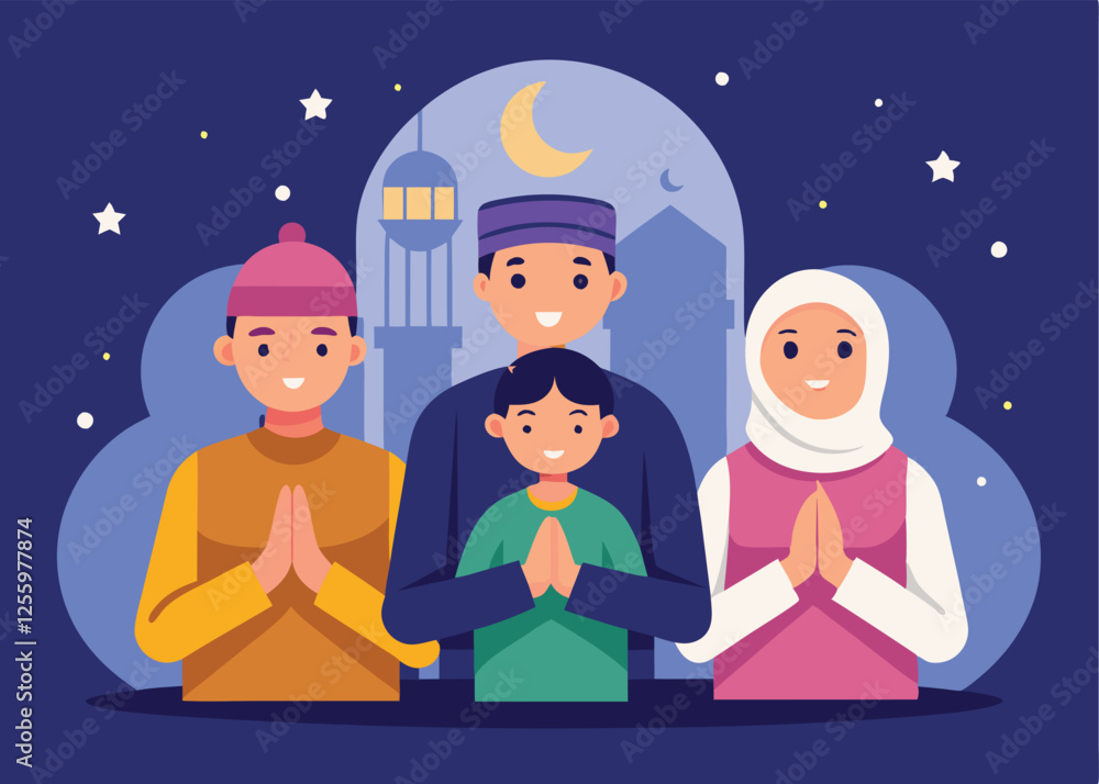 Ramadan Family Prayer, A Blessed Muslim Family Unity Vector Illustration Eid Art Holy Hope Islam Ramadan Family Prayer, A Blessed Muslim Family Unity Vector Illustration Eid Art Holy Hope Islam