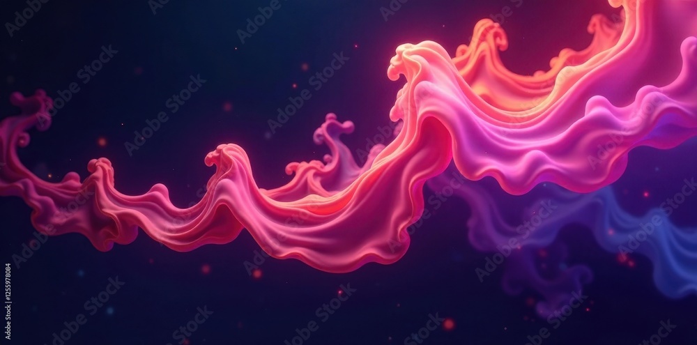 Obraz premium Swirling smoke, illuminated by vibrant lights, against a deep black backdrop , artistic, whimsical, twirl