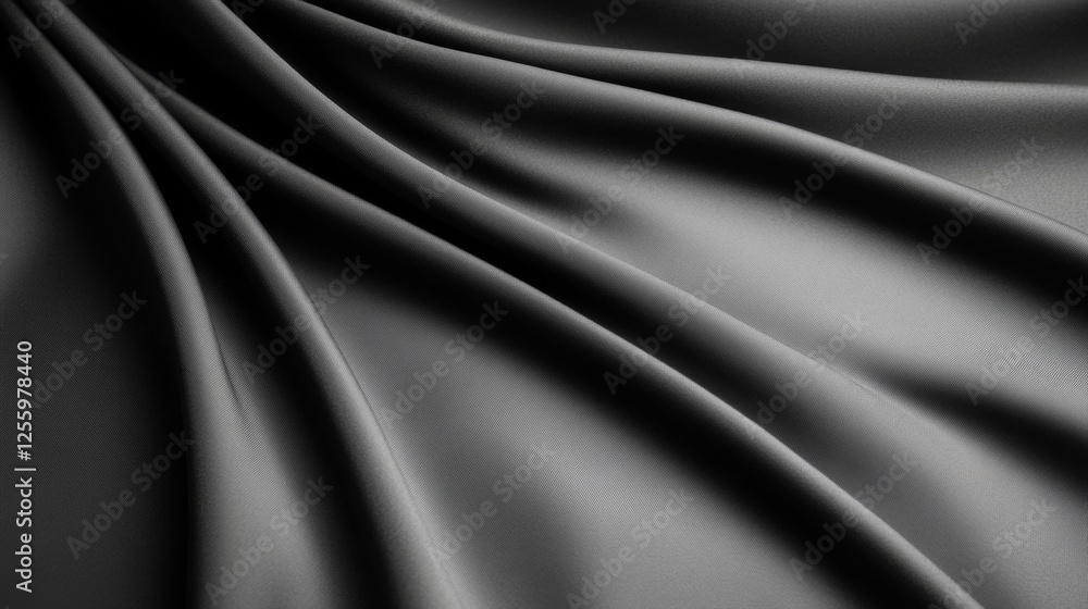 Elegant black fabric draped smoothly, showcasing soft textures and subtle shadow, ideal for backgrounds Elegant black fabric draped smoothly, showcasing soft textures and subtle shadow, ideal for backgrounds