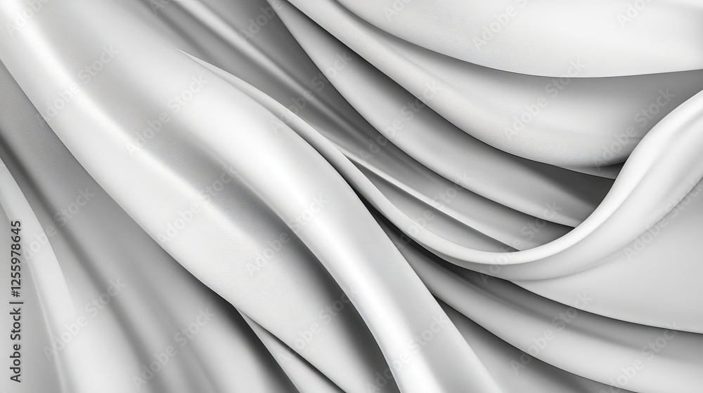 Obraz premium Elegant flowing white fabric draping softly, creating smooth textures and shadow in a serene setting