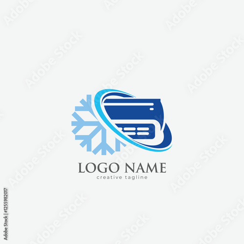 Air conditioning company logo, ac service, air conditioning, heat pumps,  air conditioning logo,  frost fully editable vector template