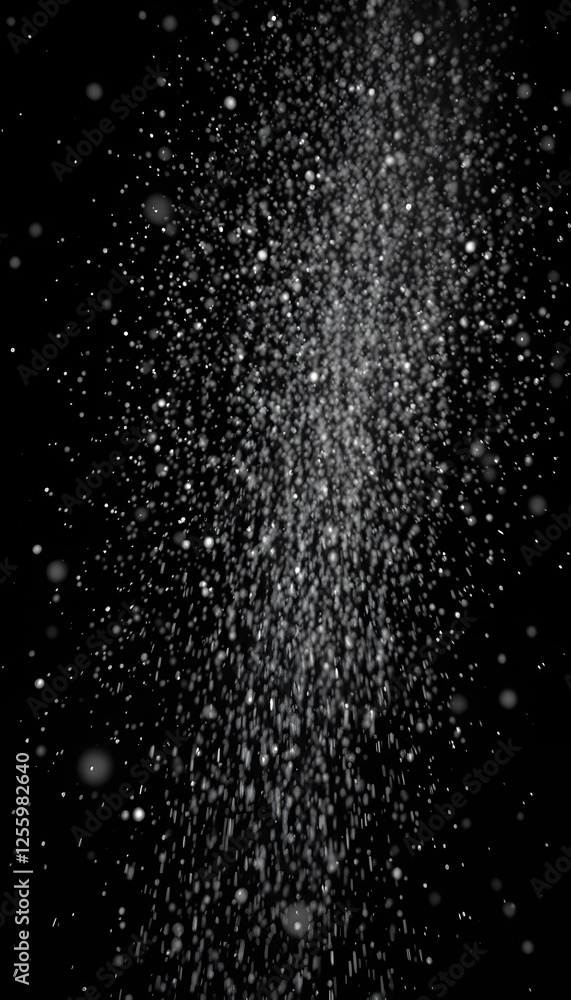 Million of Star Dust, Photo image of falling down shower rain snow, heavy snows storm flying. Freeze shot on black background isolated overlay. Spray water fog smoke as star particle on wind. with w Million of Star Dust, Photo image of falling down shower rain snow, heavy snows storm flying. Freeze shot on black background isolated overlay. Spray water fog smoke as star particle on wind. with w