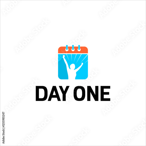 day one logo icon, calendar vector design, potential sport winner design. victory day concept