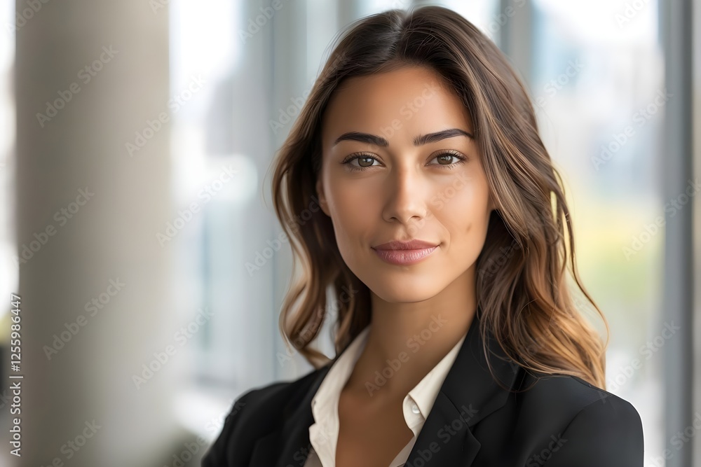 Confident Woman in Professional Attire Displays Success and Determination in Modern Office Setting, Achieving Career Goals with Ambitious Mindset and Hard Work Ethic. Confident Woman in Professional Attire Displays Success and Determination in Modern Office Setting, Achieving Career Goals with Ambitious Mindset and Hard Work Ethic.