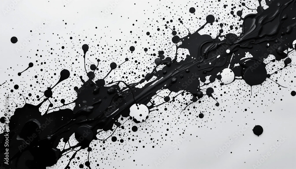 Obraz premium Black ink splatter on white background