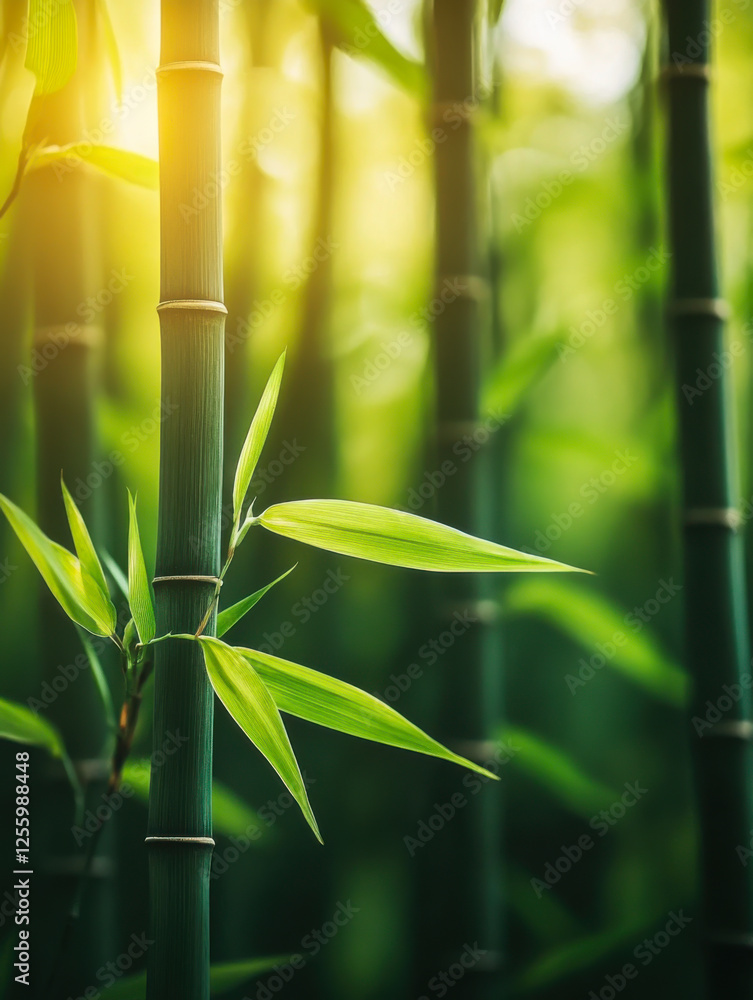 Obraz premium Close-up of bamboo forest, centered composition, natural artistic conception