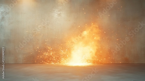 Dramatic Explosion Effect on Industrial Background with Sparks and Flames