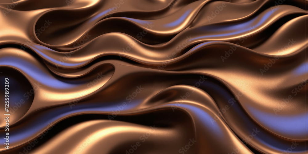 Obraz premium Mocha Remix Waves Deep mocha blends with musse to form larger waves of warmth and unity, complemented by indigo accents. Smooth gradients