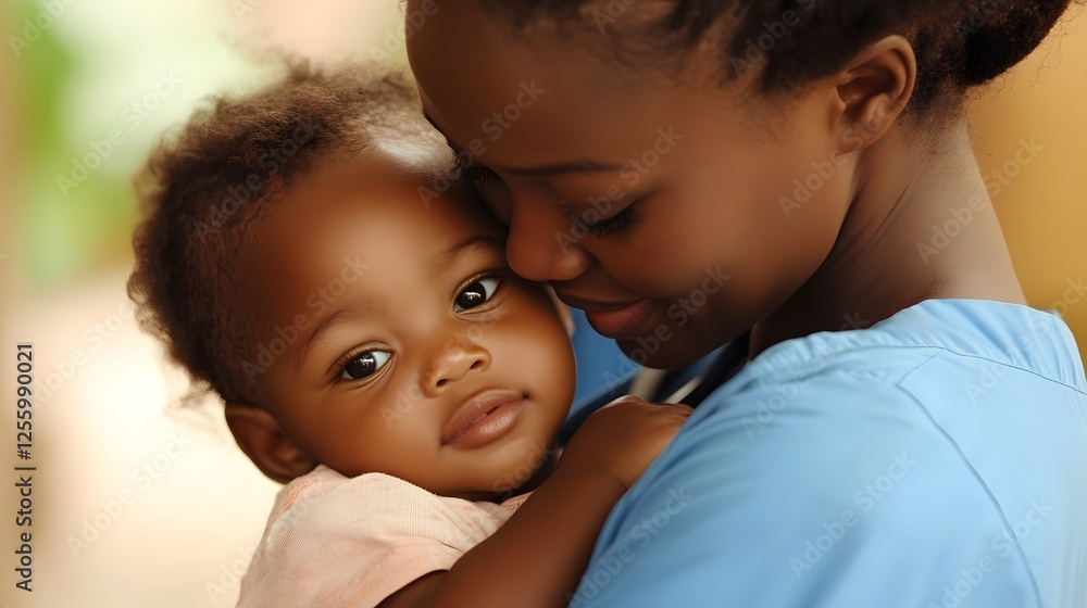 Loving Mother Embracing Baby with Warmth and Affection in Focus Loving Mother Embracing Baby with Warmth and Affection in Focus