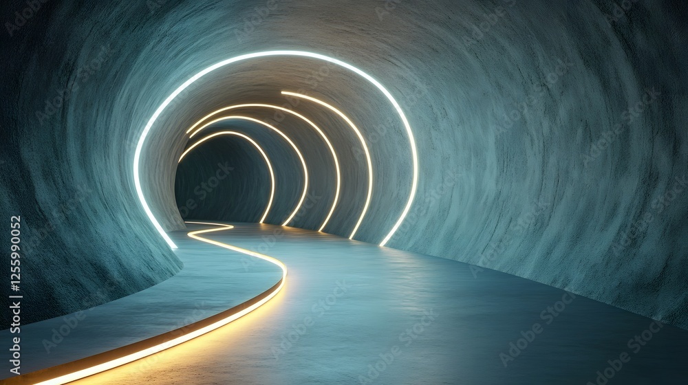 Obraz premium Futuristic Illuminated Tunnel Symbolizing Technological Advancement