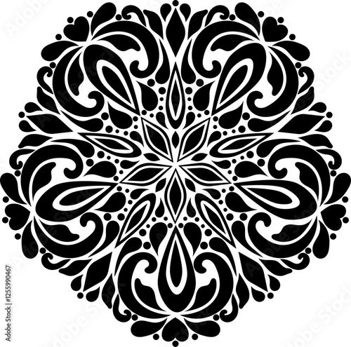Black Floral Swirl Art Nouveau