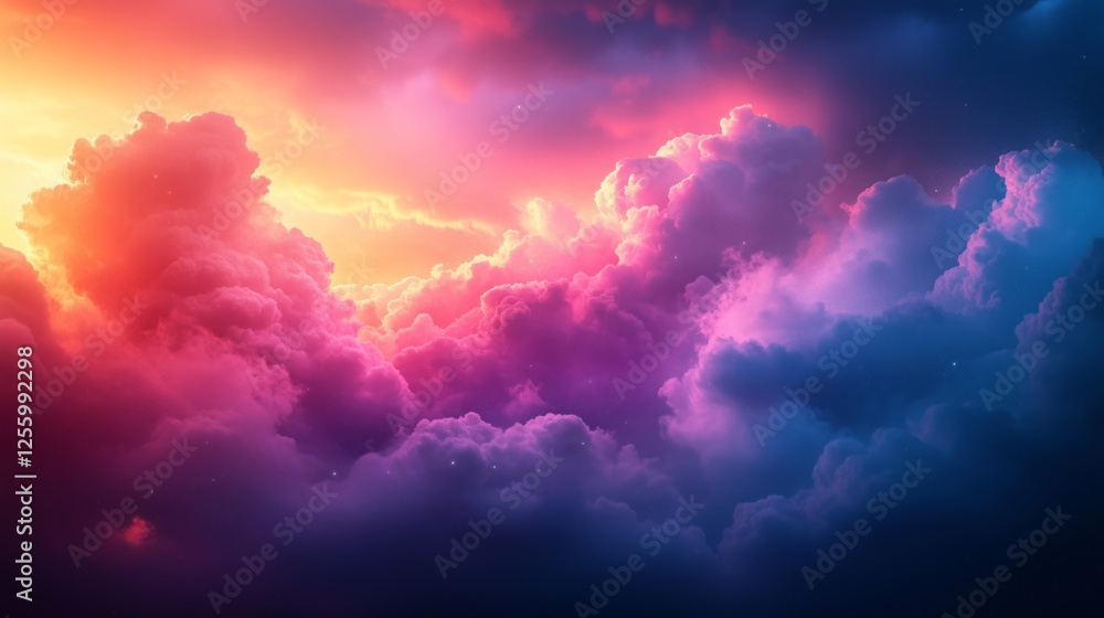 Fototapeta premium Futuristic concept of cloud-based data transfer with digital innovation in vibrant skies