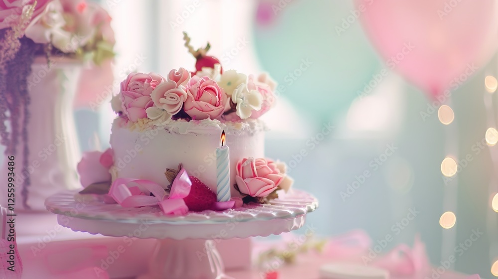 Vibrant Happy Birthday Strawberry Cake with Fresh Berries and Creamy Frosting Vibrant Happy Birthday Strawberry Cake with Fresh Berries and Creamy Frosting