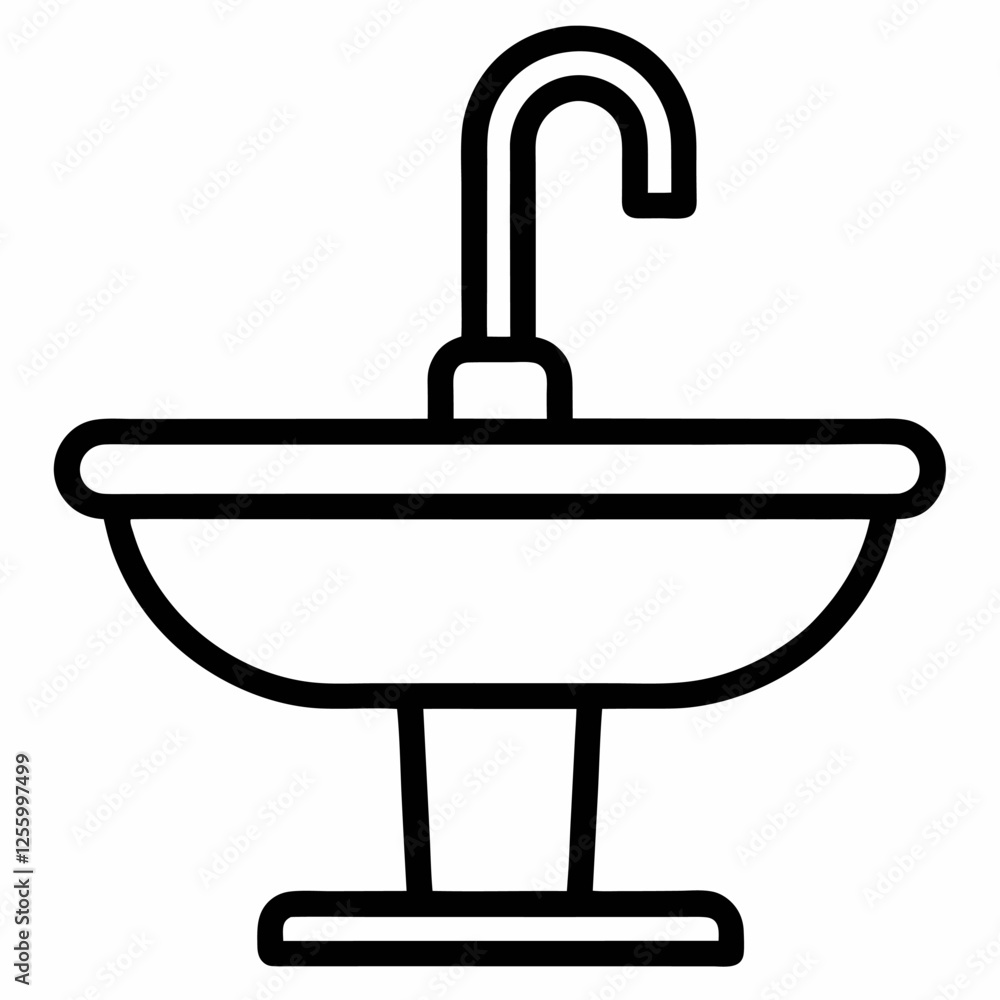 Sink Icon Vector Outline on white background. Sink Icon Vector Outline on white background.