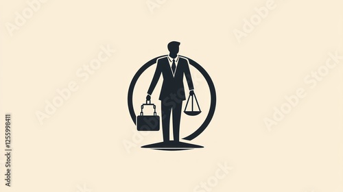 Businessman with scales of justice, legal professional photo