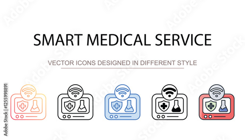 Smart Medical Service icon design with white background stock illustration