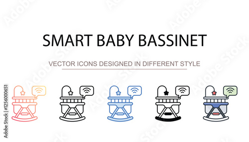 Smart Baby Bassinet icon design with white background stock illustration