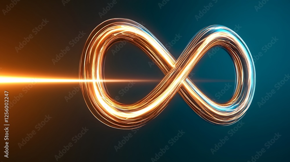 Bright Luminous Infinity Loop Symbol Representing Timeless Possibilities and Endless Potential in Bright Luminous Infinity Loop Symbol Representing Timeless Possibilities and Endless Potential in