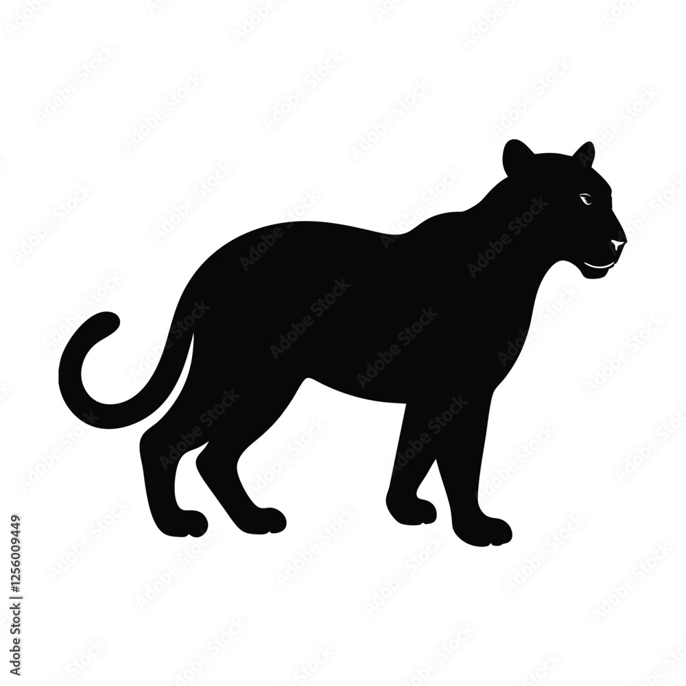 Fototapeta premium Leopard Tiger silhouette vector illustration on white background.