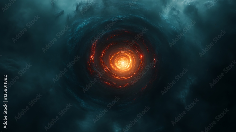 Fototapeta premium Fiery Vortex Swirling Within Dark Cosmic Clouds