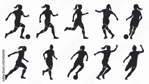 Wallpaper Mural Female Soccer Player Silhouette Vector Icons Set Torontodigital.ca