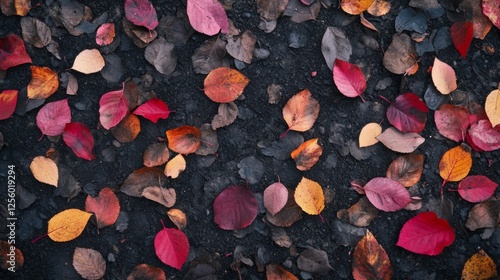 Autumn Leaves on Dark Ground: Stunning Fall Scene