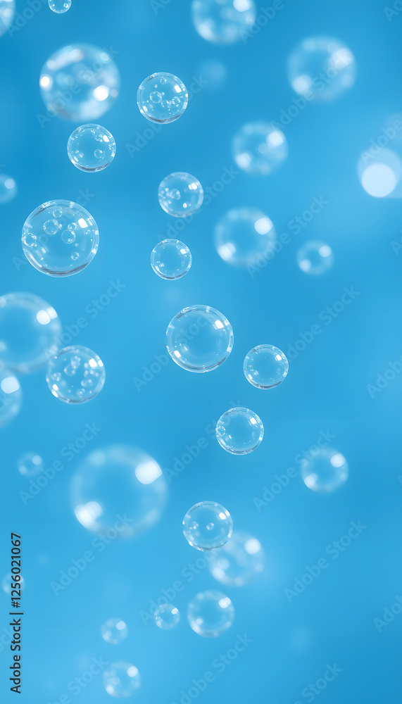 Pure effervescent vitality cosmetic refreshing hygiene or hydrogen blue energy studio shot of transparent carbonated blue gas bubbles under water in full-frame macro close up with selective focus bl Pure effervescent vitality cosmetic refreshing hygiene or hydrogen blue energy studio shot of transparent carbonated blue gas bubbles under water in full-frame macro close up with selective focus bl