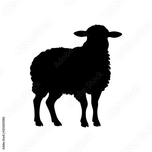 Silhouette of cute sheep vector icon flat illustration design on white background.