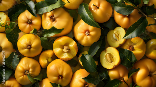 Vibrant Quince Fruit Illustration Showcasing Natural Beauty and Ripe Splendor photo