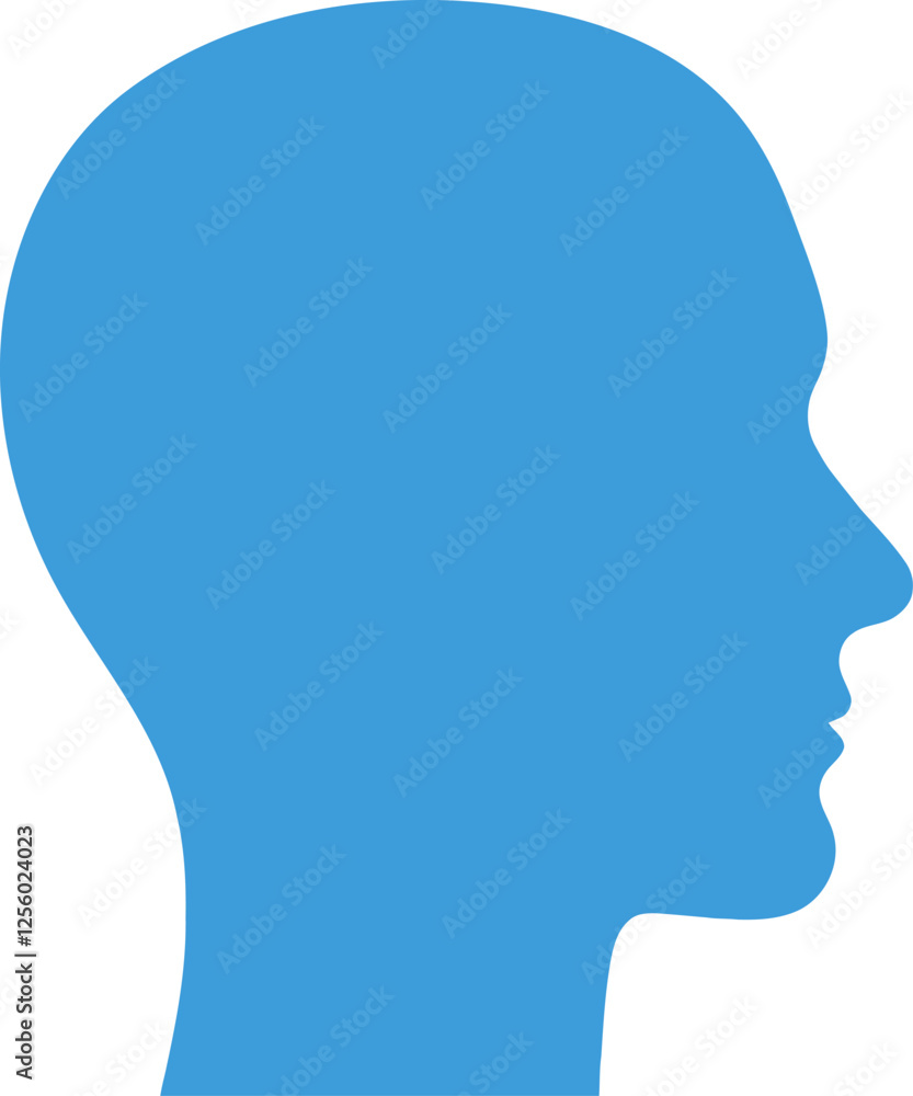 Side profile silhouette of a human head. Side profile silhouette of a human head.