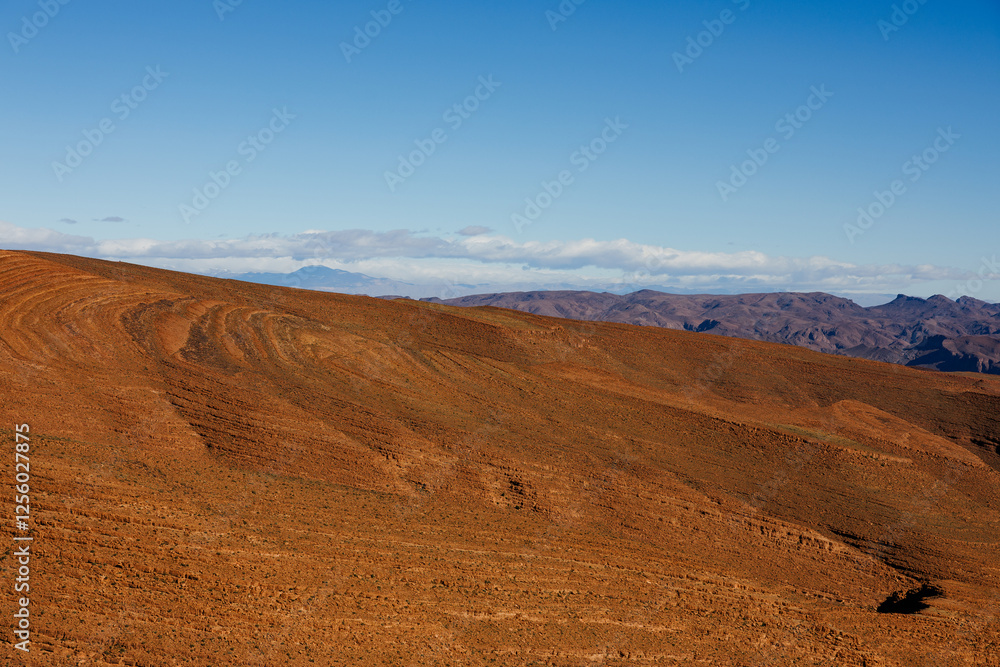 Mountain areas, with sand and rocks on the surface, travel destination in Africa, Morocco. Mountain areas, with sand and rocks on the surface, travel destination in Africa, Morocco.