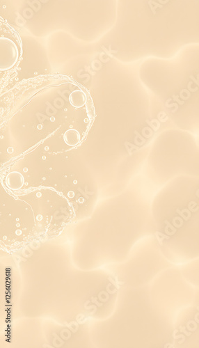 Beige water surface background. Water texture with splashes and bubbles. Summer nature background, minimalism. with white shades