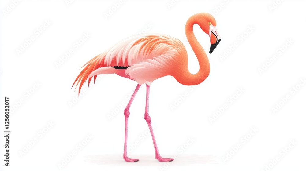 Fototapeta premium Stunning Pink Flamingo Illustration: Vibrant Avian Portrait
