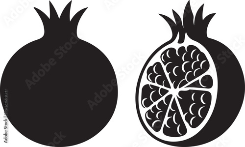 pomegranate icon clip art black silhouette design vector art illustration