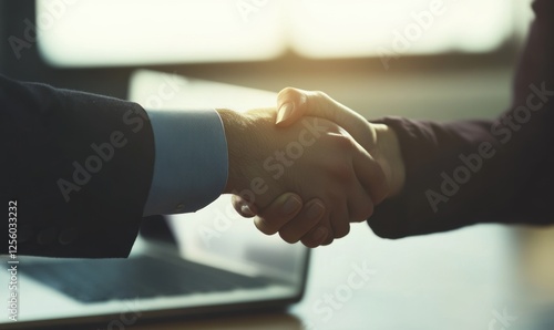 商务谈判合作成功的握手瞬间