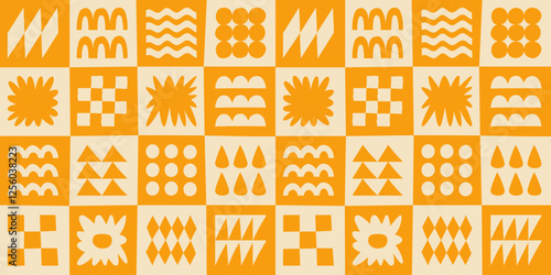 Vector seamless pattern in simple floral wavy and groovy naive style, ocean and vacation theme,  flowers and plants, floral botanic hand drawn design templates, modern art prints, surface design