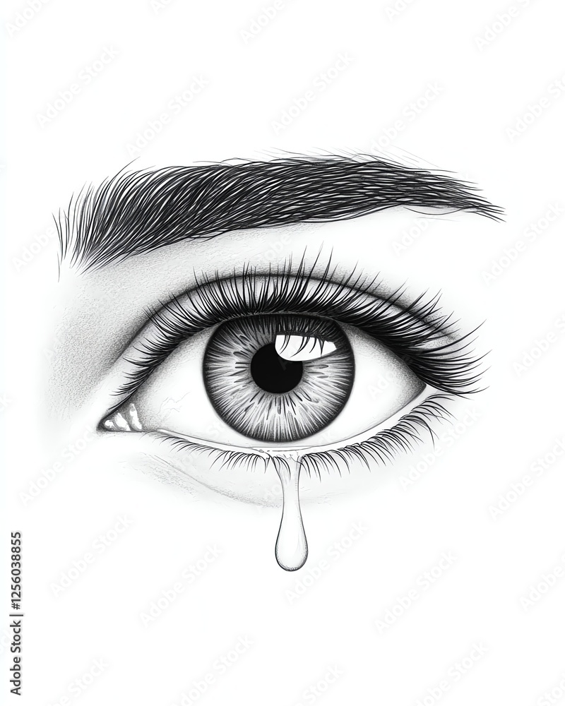 Fototapeta premium Emotional intelligence mastery concept A detailed illustration of a crying eye.