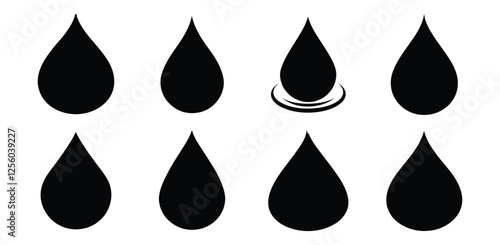 water drop silhouette, water drop line art vector design, liquid droplet illustration