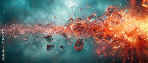 fragmented chaos of the computer world, turning imperfections into intriguing, captivating compositions. Pixelation, broken typography and distortion