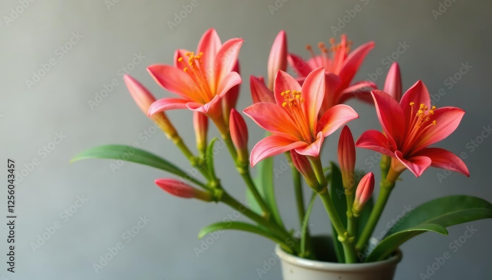 Fototapeta premium Galphimia brasiliensis flowers in a vase with stems and leaves, galphimia brasiliensis, flowers