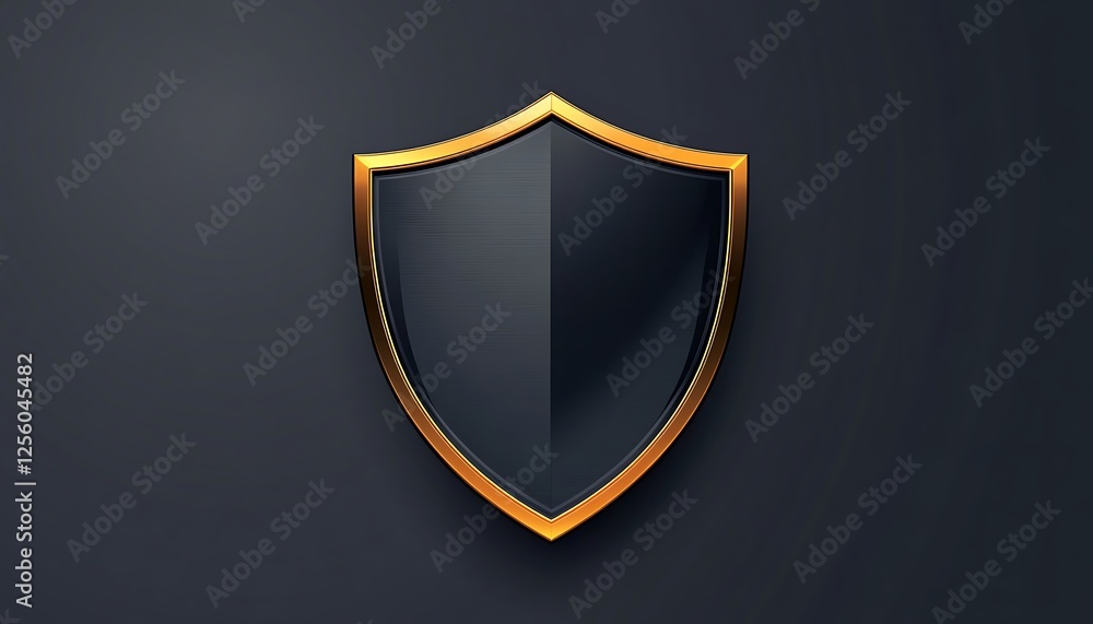 Glossy vector shield icon with metallic details on a dark gray background Glossy vector shield icon with metallic details on a dark gray background