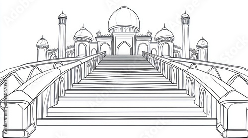 Islamic Mosque Architectural Drawing photo