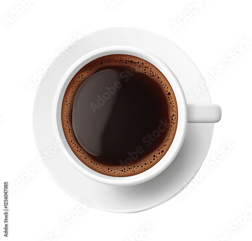 Top view of coffee cup on transparent background