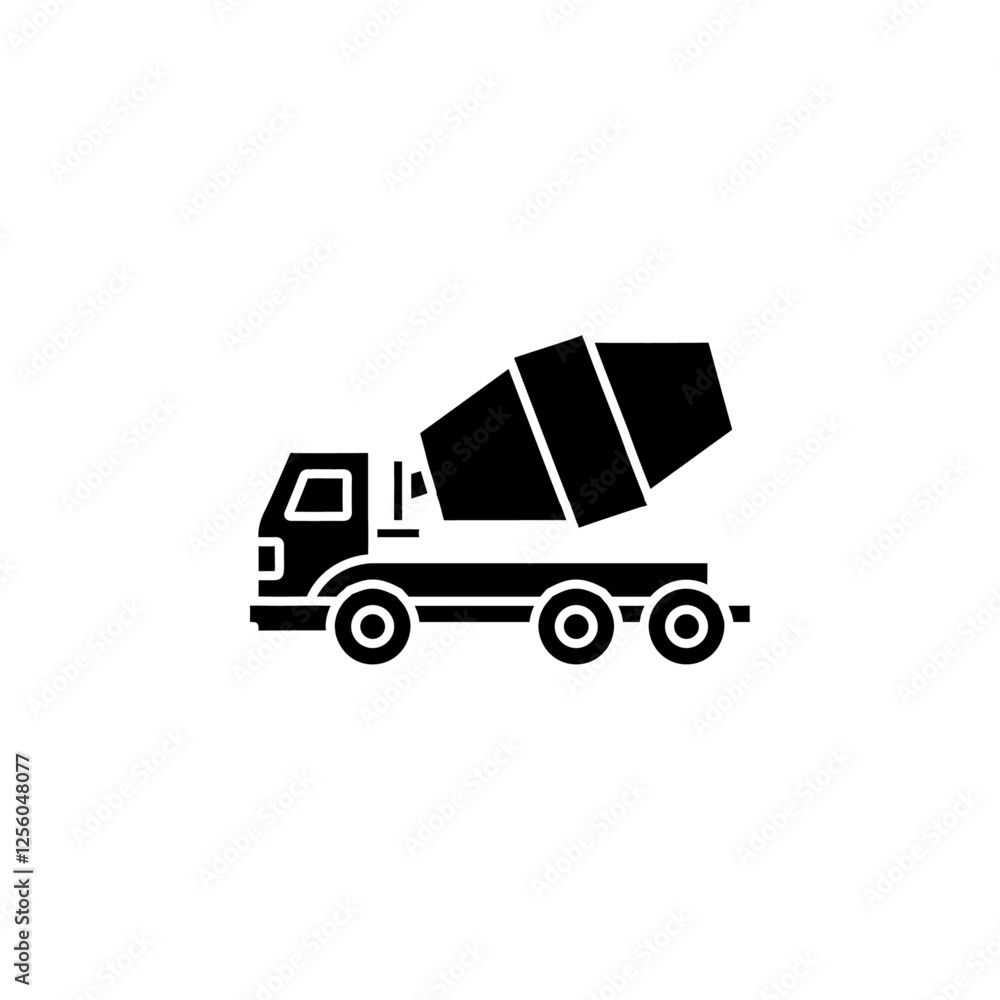 cement truck icon Flat symbol set outline cement truck icon Flat symbol set outline