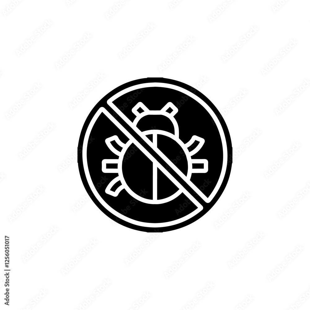 no bug icon Flat symbol set outline no bug icon Flat symbol set outline