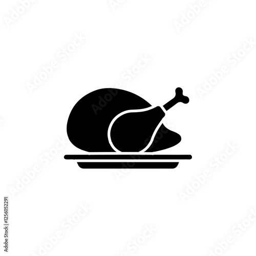 roasted turkey icon Flat symbol set outline