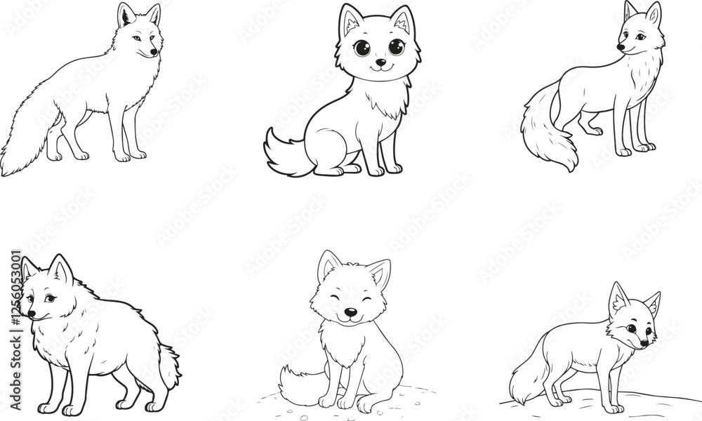 Arctic Fox silhouette vector on white background , set of arctic Fox Ai generated Arctic Fox silhouette vector on white background , set of arctic Fox Ai generated