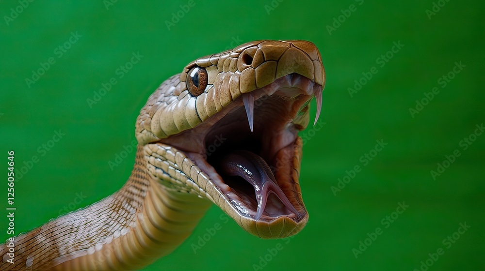Fototapeta premium Striking Snake, Green Screen, Studio, Threat, Reptile