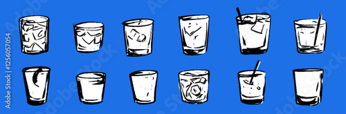 Hand-Drawn Drink Glasses Collection