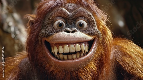 Smiling Orangutan Jungle Portrait, Advertising photo